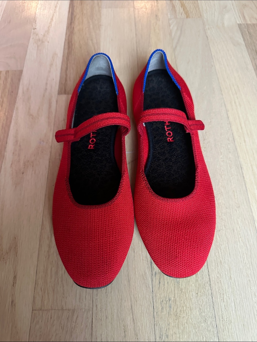 Rothy's Red Mary Jane Knit Flats with Strap